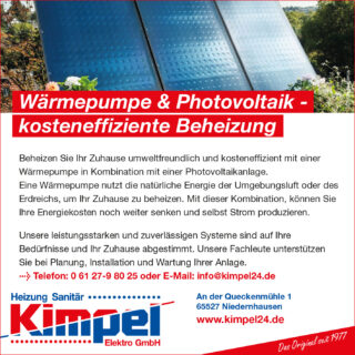 Wärmepumpe & Photovoltaik – kosteneffiziente Beheizung.